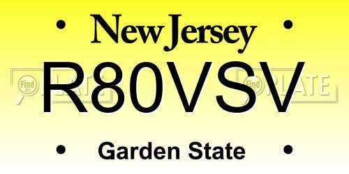 R80VSV New Jersey License Plate