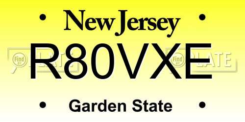 R80VXE New Jersey License Plate
