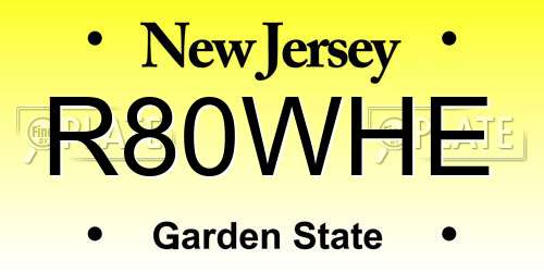 R80WHE New Jersey License Plate