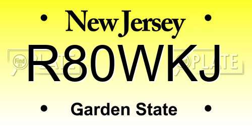 R80WKJ New Jersey License Plate