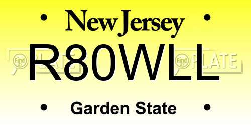 R80WLL New Jersey License Plate