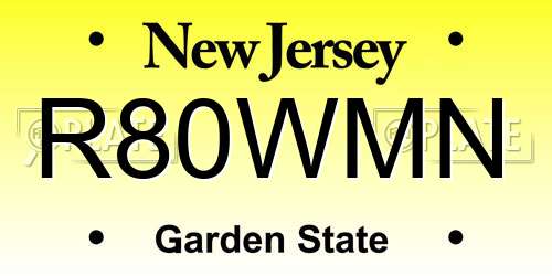 R80WMN New Jersey License Plate