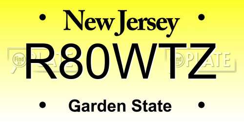 R80WTZ New Jersey License Plate