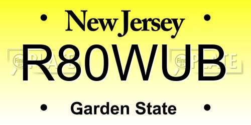 R80WUB New Jersey License Plate