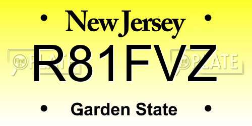 R81FVZ New Jersey License Plate