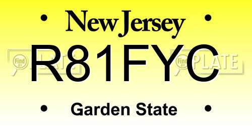 R81FYC New Jersey License Plate
