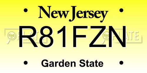 R81FZN New Jersey License Plate