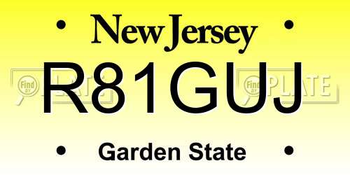 R81GUJ New Jersey License Plate