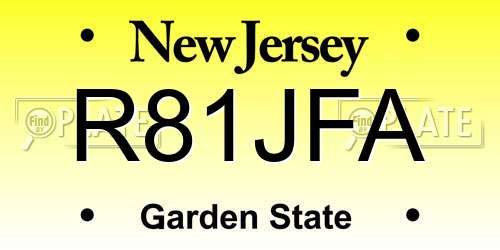 R81JFA New Jersey License Plate