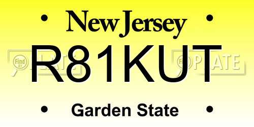 R81KUT New Jersey License Plate