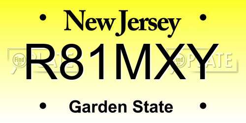 R81MXY New Jersey License Plate