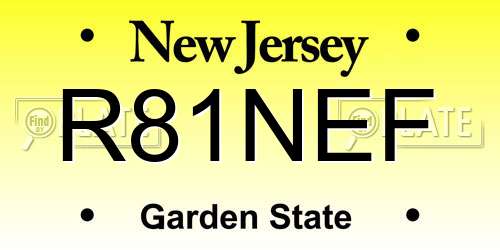 R81NEF New Jersey License Plate