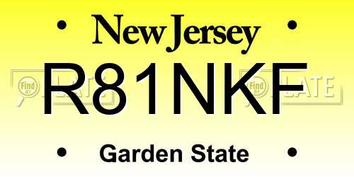 R81NKF New Jersey License Plate