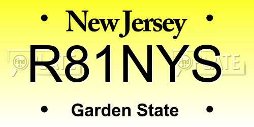 R81NYS New Jersey License Plate