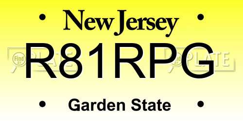 R81RPG New Jersey License Plate
