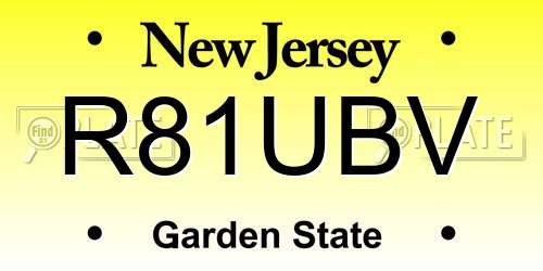 R81UBV New Jersey License Plate