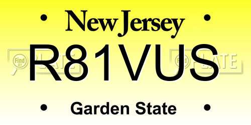 R81VUS New Jersey License Plate