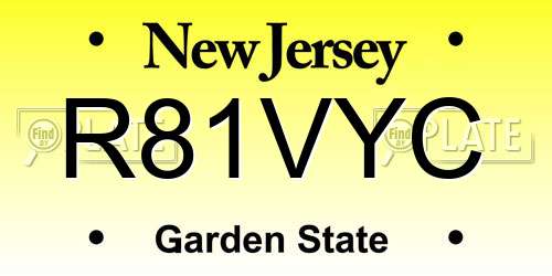 R81VYC New Jersey License Plate