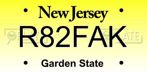 R82FAK New Jersey License Plate