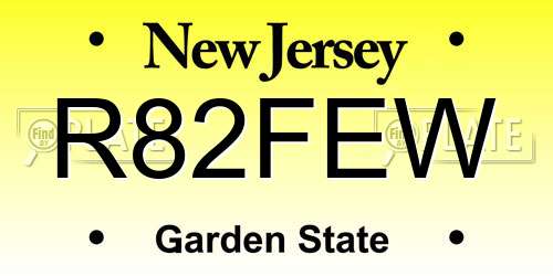 R82FEW New Jersey License Plate