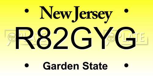R82GYG New Jersey License Plate