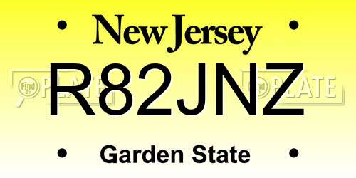R82JNZ New Jersey License Plate