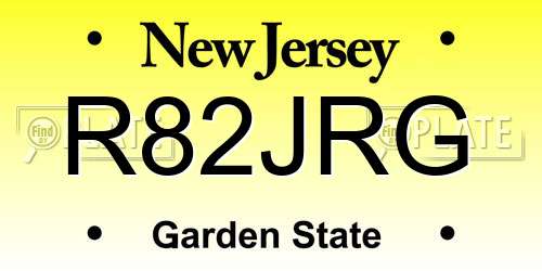 R82JRG New Jersey License Plate