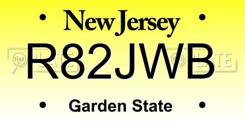 R82JWB New Jersey License Plate
