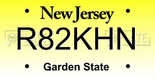 R82KHN New Jersey License Plate
