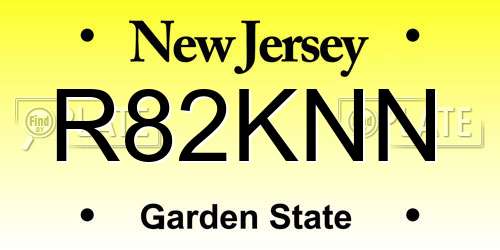 R82KNN New Jersey License Plate