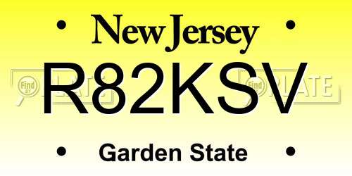 R82KSV New Jersey License Plate