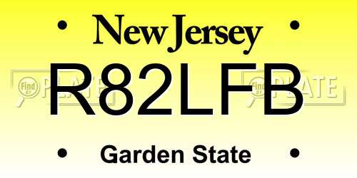 R82LFB New Jersey License Plate