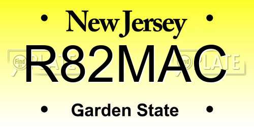 R82MAC New Jersey License Plate