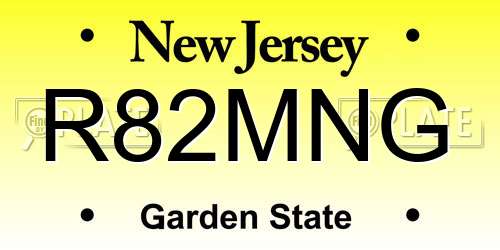 R82MNG New Jersey License Plate