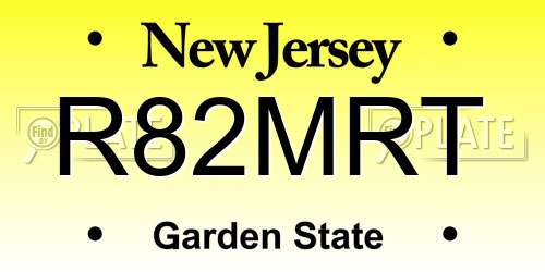 R82MRT New Jersey License Plate