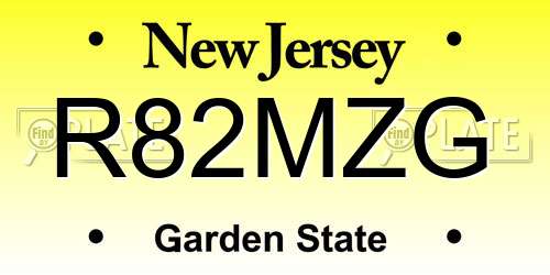 R82MZG New Jersey License Plate