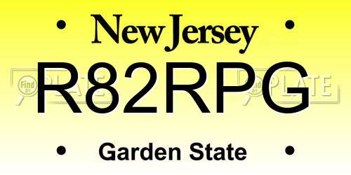 R82RPG New Jersey License Plate