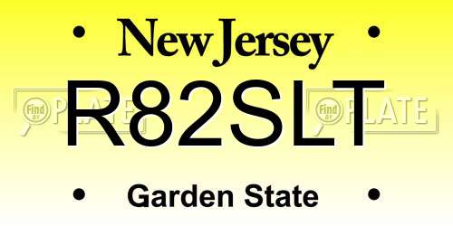 R82SLT New Jersey License Plate