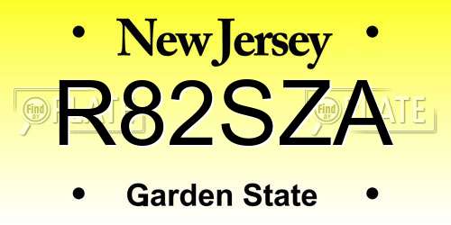 R82SZA New Jersey License Plate
