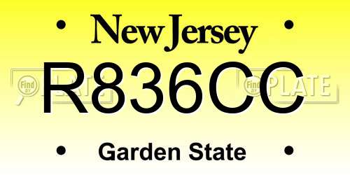 R836CC New Jersey License Plate