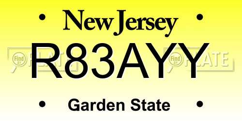 R83AYY New Jersey License Plate