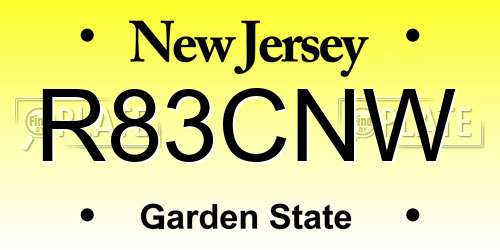 R83CNW New Jersey License Plate