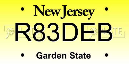 R83DEB New Jersey License Plate