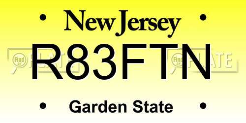 R83FTN New Jersey License Plate
