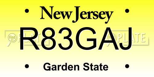 R83GAJ New Jersey License Plate