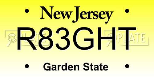 R83GHT New Jersey License Plate