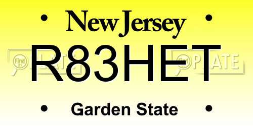 R83HET New Jersey License Plate