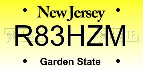 R83HZM New Jersey License Plate