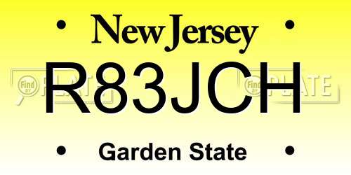 R83JCH New Jersey License Plate