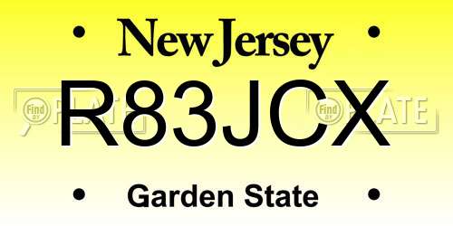 R83JCX New Jersey License Plate